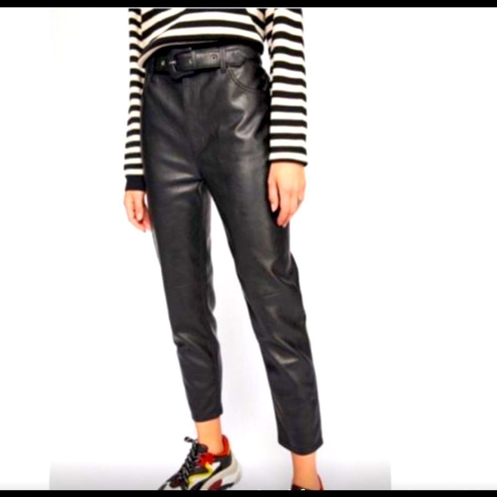 Black vegan leather pants cropped  size 31